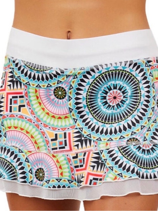 sofibella Pants - Sofibella Medallion Print Polyester & Spandex Athletic Tennis Skort Size Medium